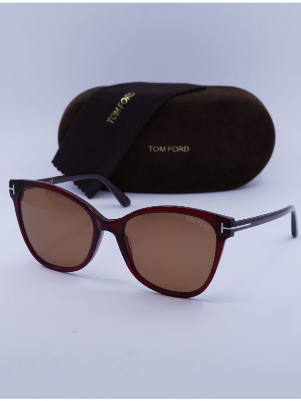 Tom Ford FT0844 ANI 68E Cat Eye Sunglasses - Shiny Red/Brown